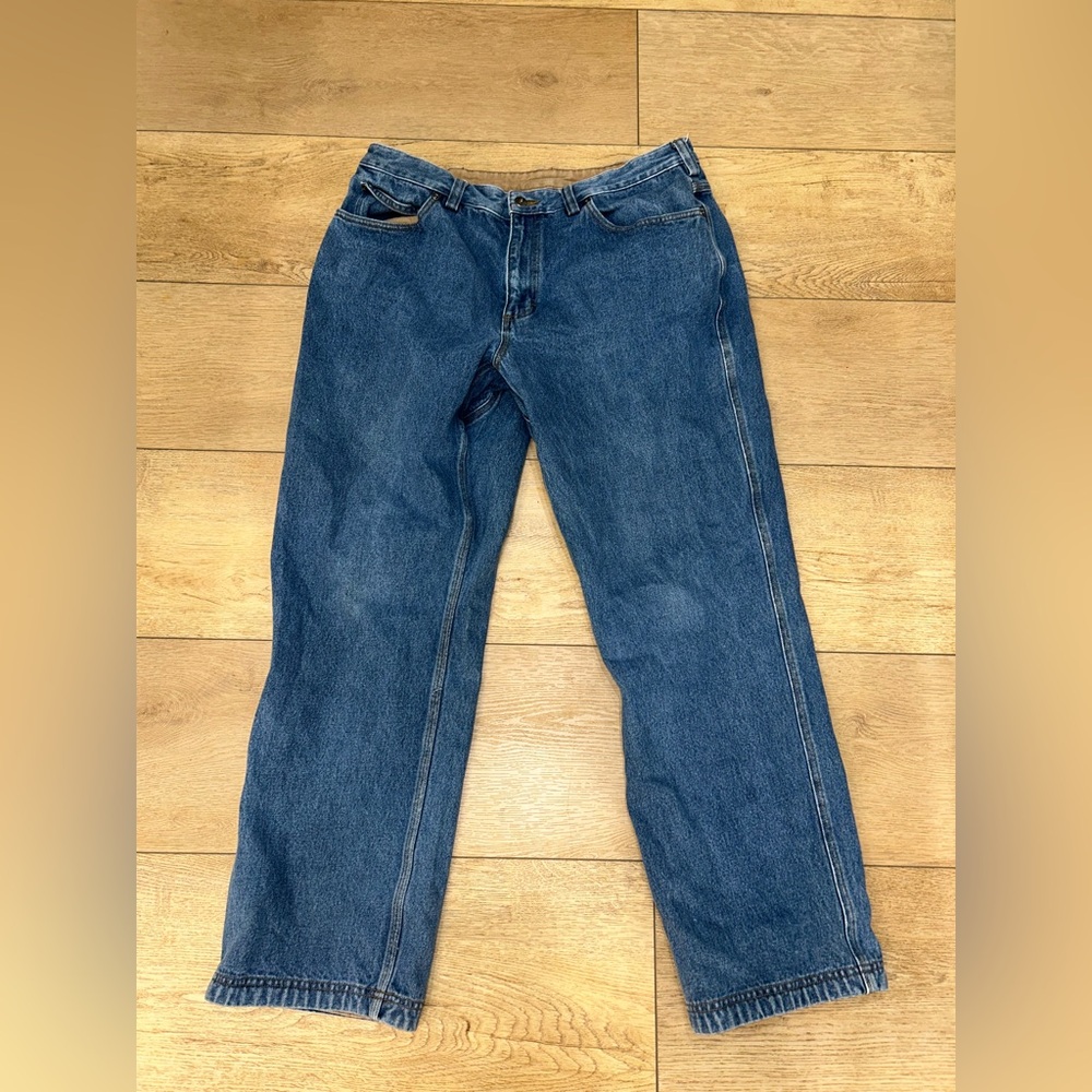 Duluth Trading Co Flex Fire Hose 3237 Denim Jeans 38x30 100% Cotton EUC
